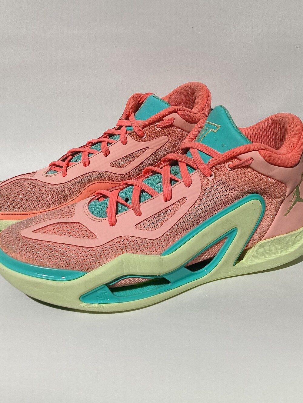 Jordan Tatum 1 Pink Lemonade Coral Teal Basketball Shoes Sneakers  Size 13.